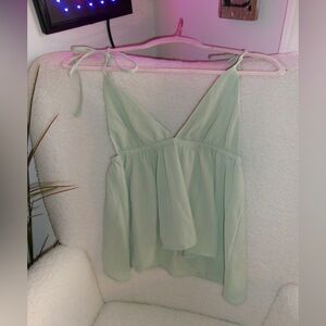 PRINCESS POLLY SAGE GREEN TIE STRAPS TOP - US 4